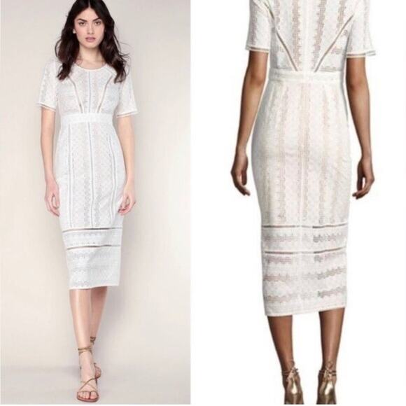 ba&sh Dresses & Skirts - BA&SH Cream Gareth Eyelet Short Sleeve Shift Dress Sz 0